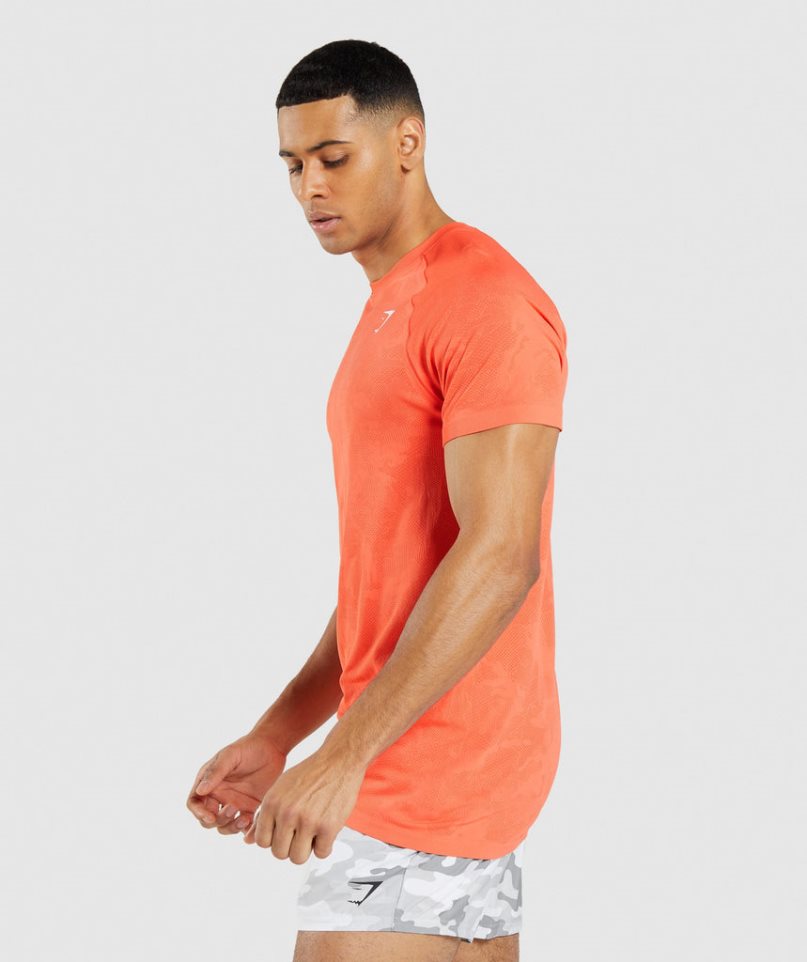 Men's Gymshark Geo Seamless T-Shirts Orange | NZ 2PEAFB